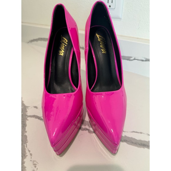 Liliana Pink Patent Leather Platform Stilettos 6" Heel Size 9 - Picture 2 of 13